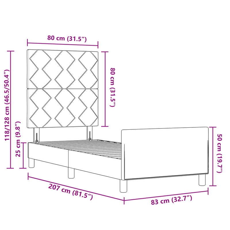 Casa si Gradina - Mobilier - Paturi si accesorii - Paturi - Cadru de pat, gri inchis, 80x200 cm, textil - Infinity.ro
