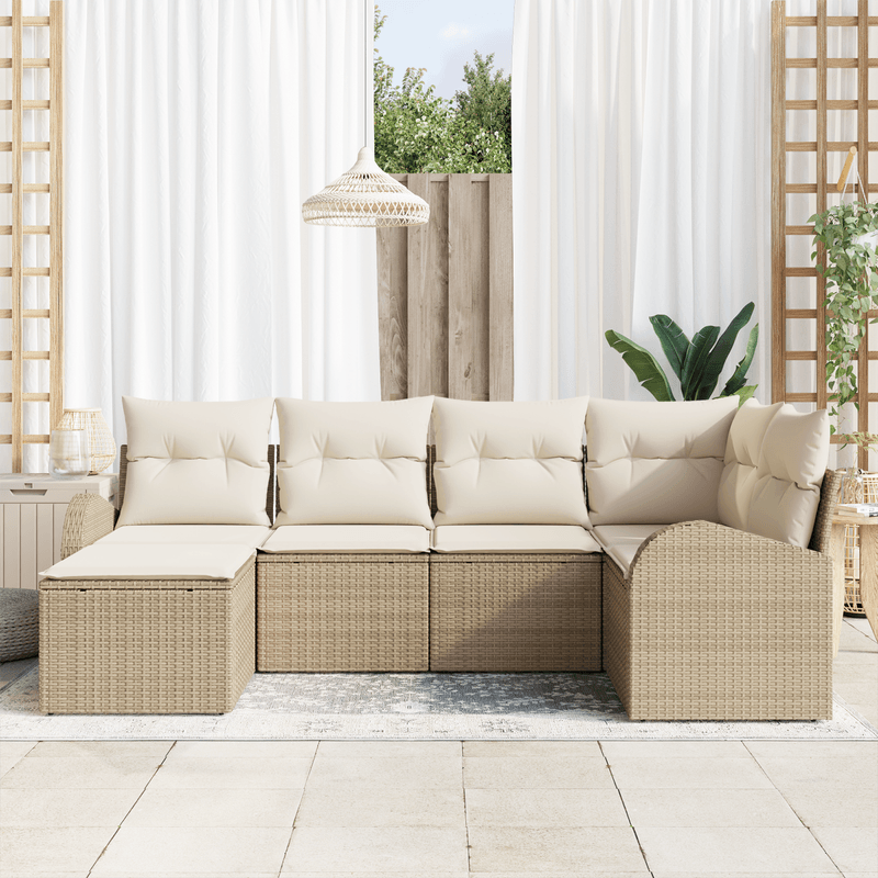 Casa si Gradina - Gradina si terasa - Mobilier exterior - Canapele si fotolii gradina - Set de 6 canapele de gradina cu perne Bej din ratan poli - Infinity.ro