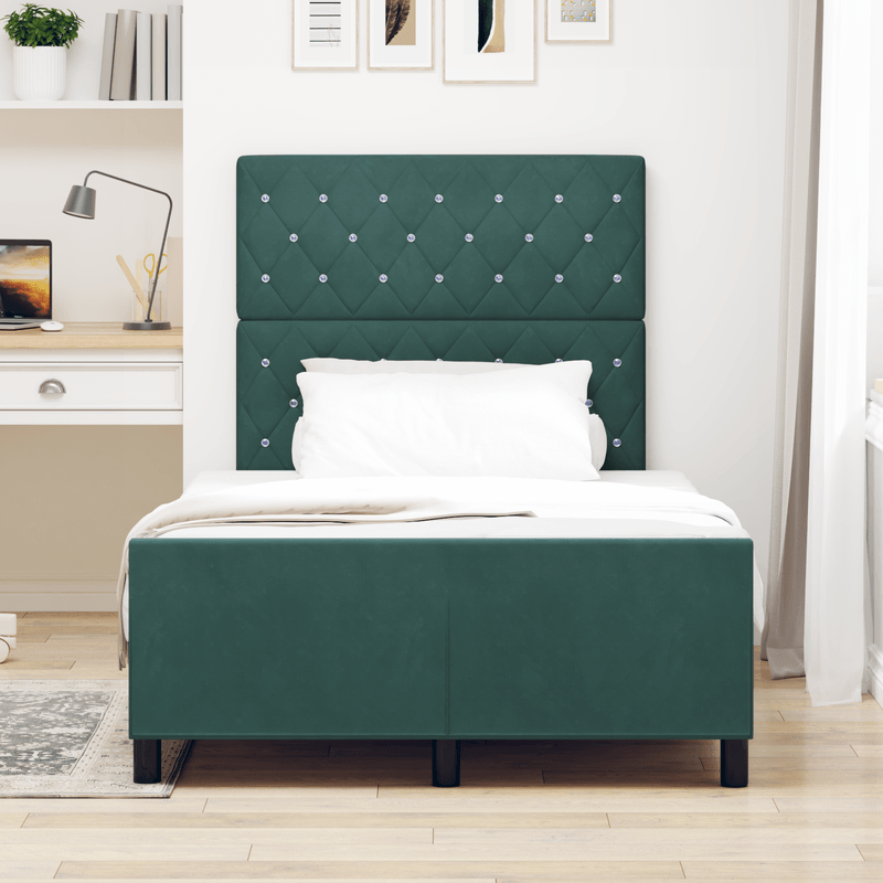 Casa si Gradina - Mobilier - Paturi si accesorii - Paturi - Cadru de pat, verde inchis, 120x190 cm, catifea - Infinity.ro
