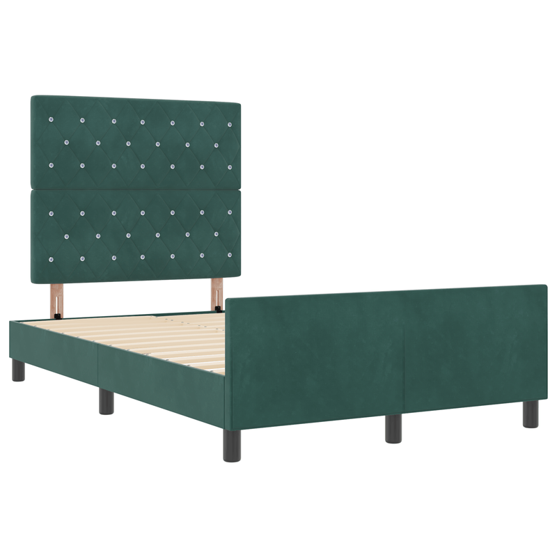 Casa si Gradina - Mobilier - Paturi si accesorii - Paturi - Cadru de pat, verde inchis, 120x190 cm, catifea - Infinity.ro