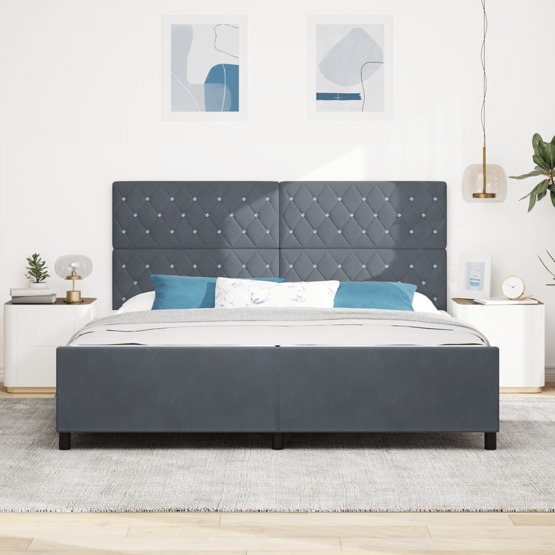 Casa si Gradina - Mobilier - Paturi si accesorii - Paturi - Cadru de pat, gri inchis, 200x200 cm, catifea - Infinity.ro