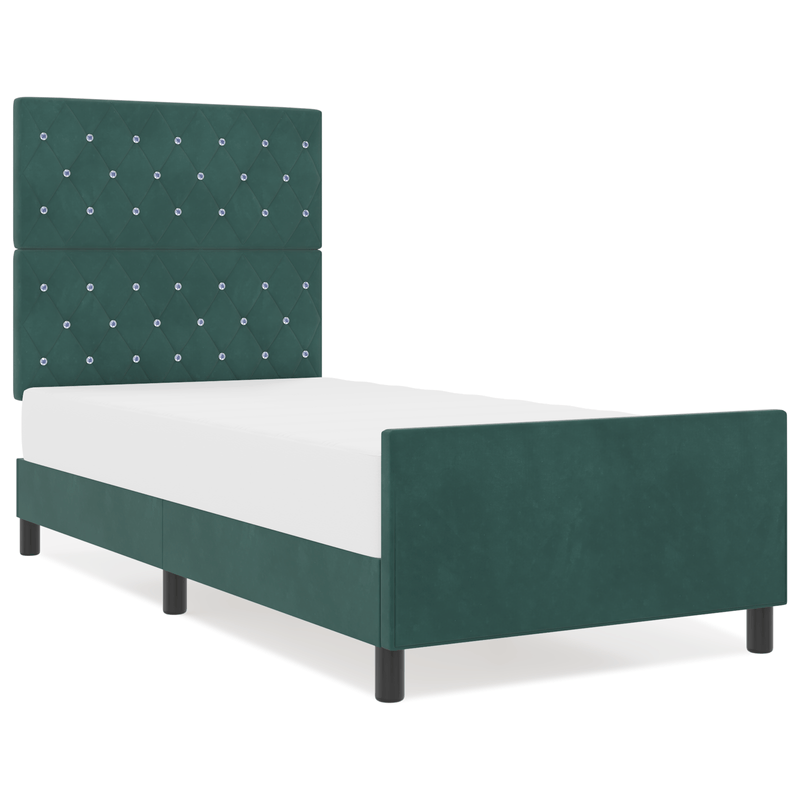 Casa si Gradina - Mobilier - Paturi si accesorii - Paturi - Cadru de pat, verde inchis, 90x190 cm, catifea - Infinity.ro