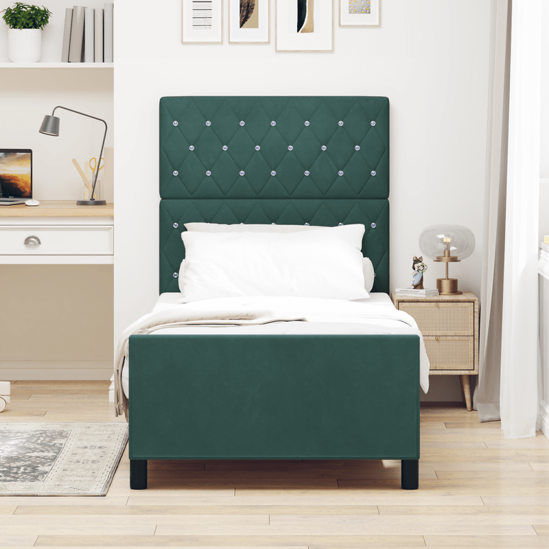 Casa si Gradina - Mobilier - Paturi si accesorii - Paturi - Cadru de pat, verde inchis, 90x190 cm, catifea - Infinity.ro