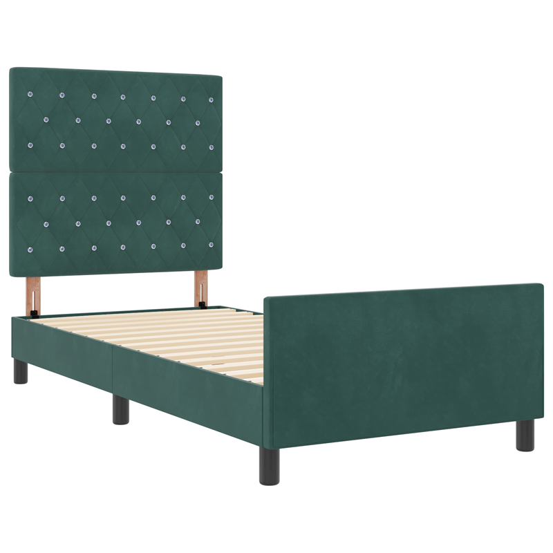 Casa si Gradina - Mobilier - Paturi si accesorii - Paturi - Cadru de pat, verde inchis, 90x190 cm, catifea - Infinity.ro