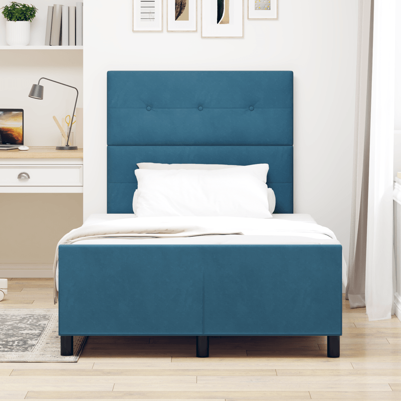 Casa si Gradina - Mobilier - Paturi si accesorii - Paturi - Cadru de pat, albastru inchis, 120x190 cm, catifea - Infinity.ro