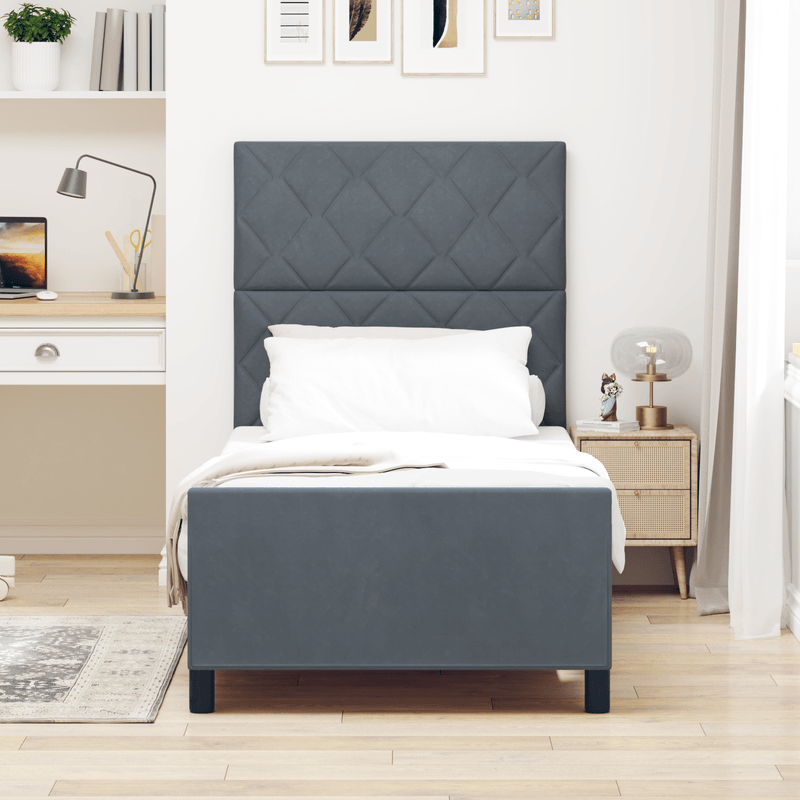 Casa si Gradina - Mobilier - Paturi si accesorii - Paturi - Cadru de pat, gri inchis, 90x200 cm, catifea - Infinity.ro