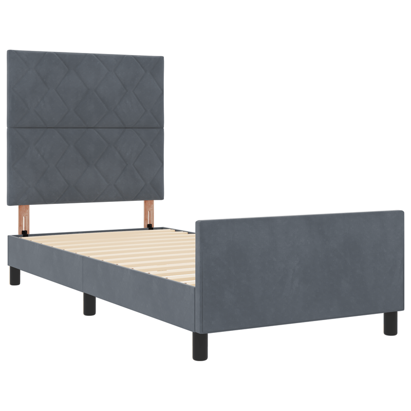 Casa si Gradina - Mobilier - Paturi si accesorii - Paturi - Cadru de pat, gri inchis, 90x200 cm, catifea - Infinity.ro