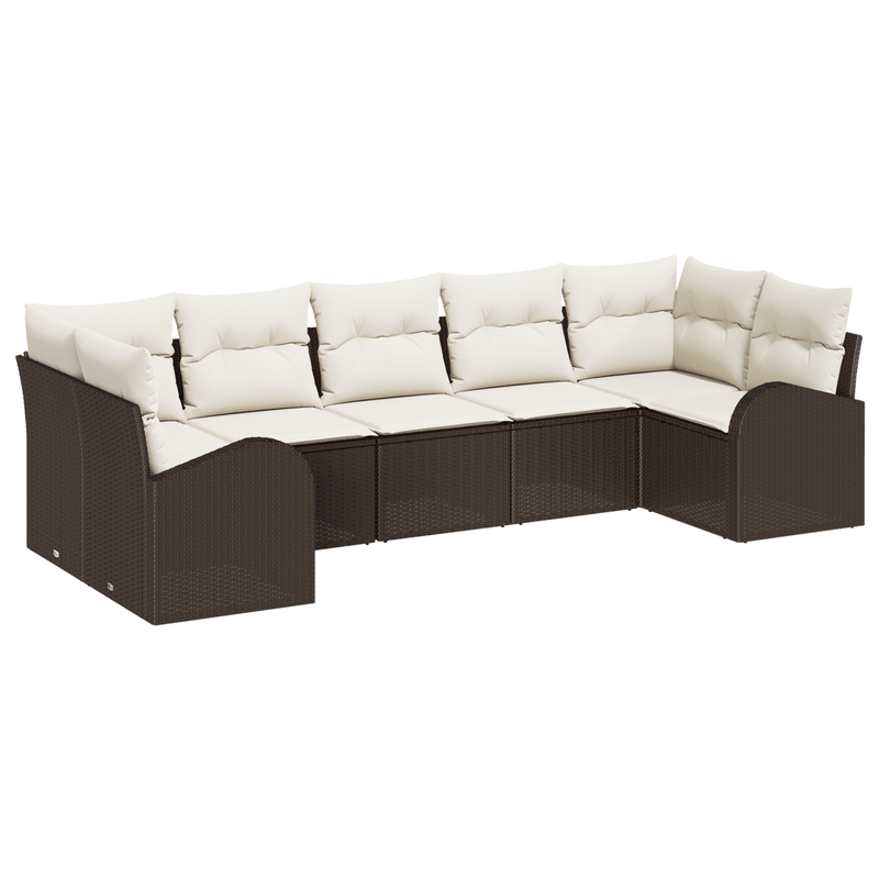 Casa si Gradina - Gradina si terasa - Mobilier exterior - Canapele si fotolii gradina - set de sofa pentru gradina 7 piese cu perne maro din rattan - Infinity.ro