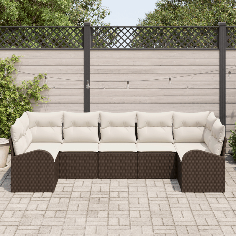Casa si Gradina - Gradina si terasa - Mobilier exterior - Canapele si fotolii gradina - set de sofa pentru gradina 7 piese cu perne maro din rattan - Infinity.ro