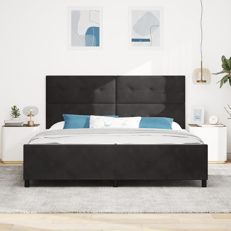 Casa si Gradina - Mobilier - Paturi si accesorii - Paturi - Cadru de pat, negru, 200x200 cm, catifea - Infinity.ro