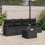 Casa si Gradina - Gradina si terasa - Mobilier exterior - Canapele si fotolii gradina - Set Canapele Gradina  cu Perne Negru Poliratan - Infinity.ro