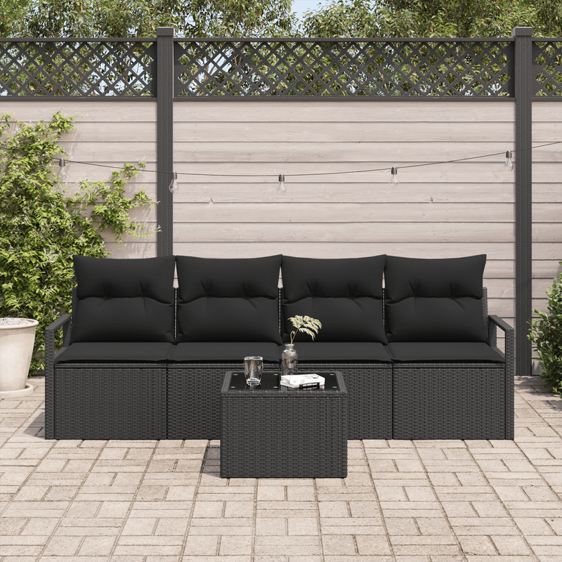 Casa si Gradina - Gradina si terasa - Mobilier exterior - Canapele si fotolii gradina - Set Canapele Gradina  cu Perne Negru Poliratan - Infinity.ro