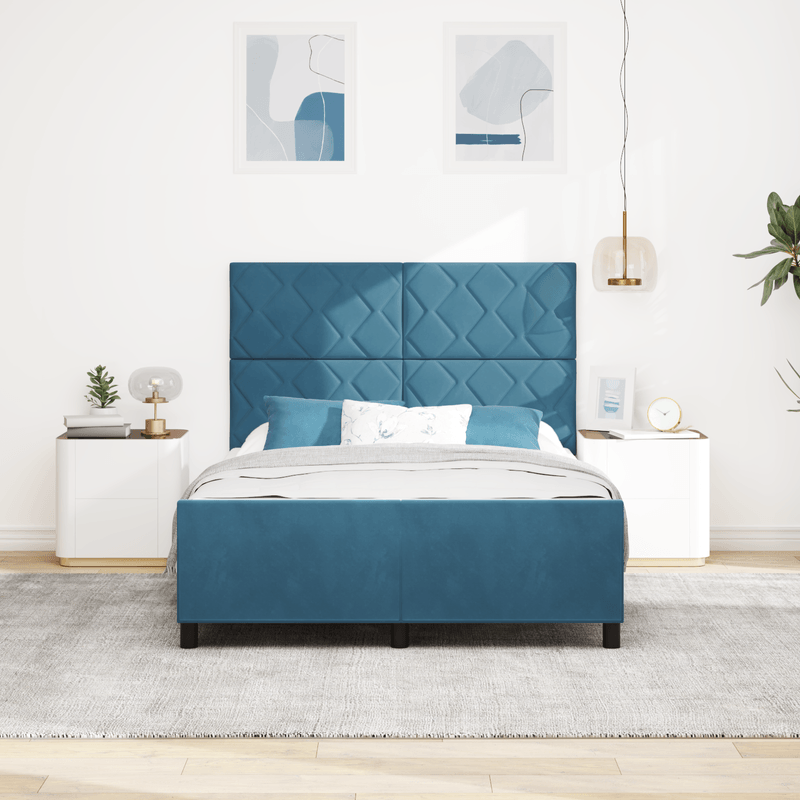 Casa si Gradina - Mobilier - Paturi si accesorii - Paturi - Cadru de pat, albastru inchis, 140x200 cm, catifea - Infinity.ro