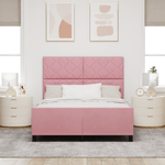Casa si Gradina - Mobilier - Paturi si accesorii - Paturi - Cadru de pat, roz, 140x190 cm, catifea - Infinity.ro