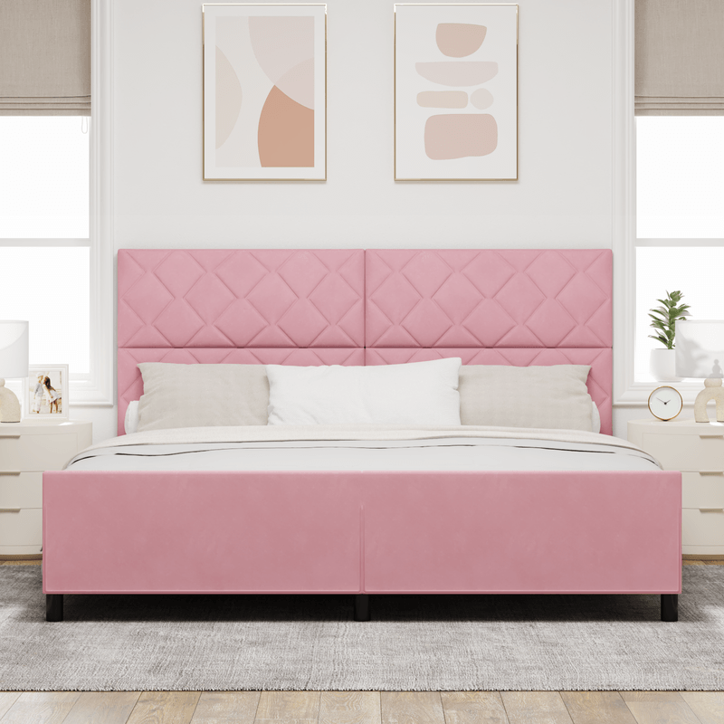 Casa si Gradina - Mobilier - Paturi si accesorii - Paturi - Cadru de pat, roz, 200x200 cm, catifea - Infinity.ro