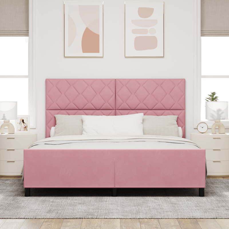 Casa si Gradina - Mobilier - Paturi si accesorii - Paturi - Cadru de pat, roz, 180x200 cm, catifea - Infinity.ro