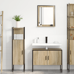 Casa si Gradina - Mobilier - Mobilier baie - Corpuri baie - Set Mobilier Baie  3 Piese Stejar deschis Lemn procesat - Infinity.ro