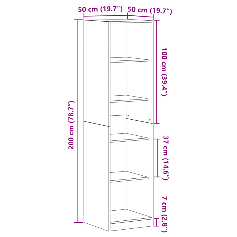 Casa si Gradina - Mobilier - Biblioteci si rafturi - Biblioteci - Dulap Negru Stejar 50x50x200 cm din Lemn Ingineresc de la - Infinity.ro
