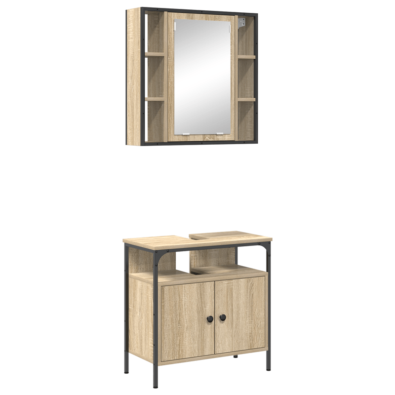 Casa si Gradina - Mobilier - Mobilier baie - Corpuri baie - Set de 2 dulapuri pentru baie din stejar din lemn ingineresc - Infinity.ro
