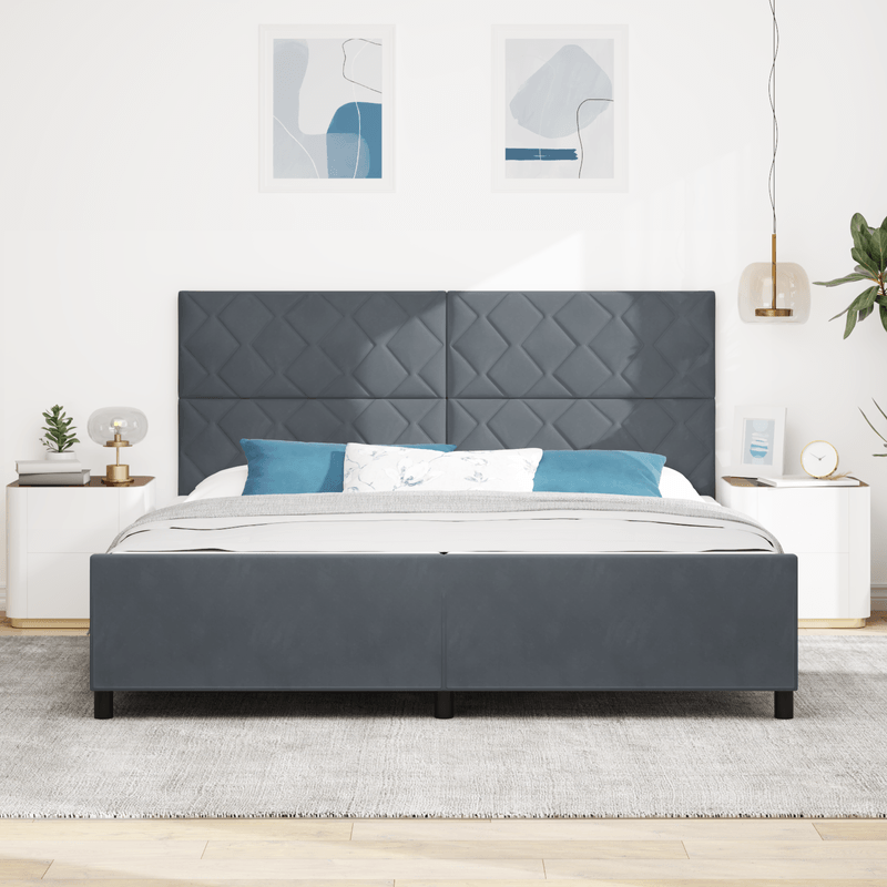 Casa si Gradina - Mobilier - Paturi si accesorii - Paturi - Cadru de pat, gri inchis, 200x200 cm, catifea - Infinity.ro