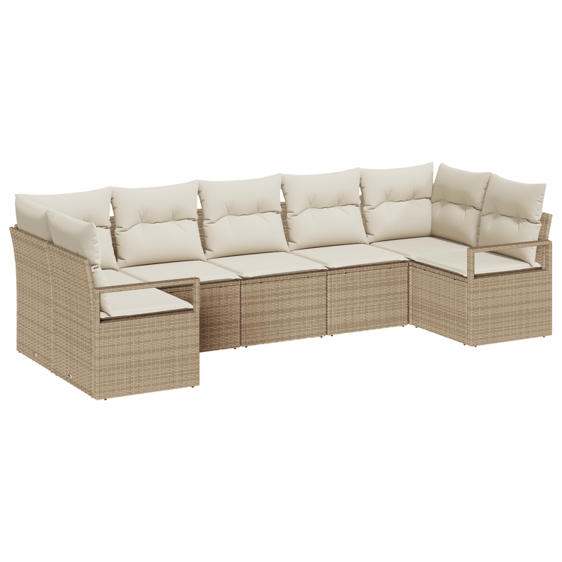 Casa si Gradina - Gradina si terasa - Mobilier exterior - Canapele si fotolii gradina - Set de Canapea de Gradina  cu Pernite Bej Poli Ratan - Infinity.ro