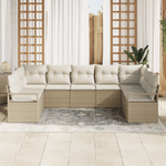 Casa si Gradina - Gradina si terasa - Mobilier exterior - Canapele si fotolii gradina - Set de Canapea de Gradina  cu Pernite Bej Poli Ratan - Infinity.ro