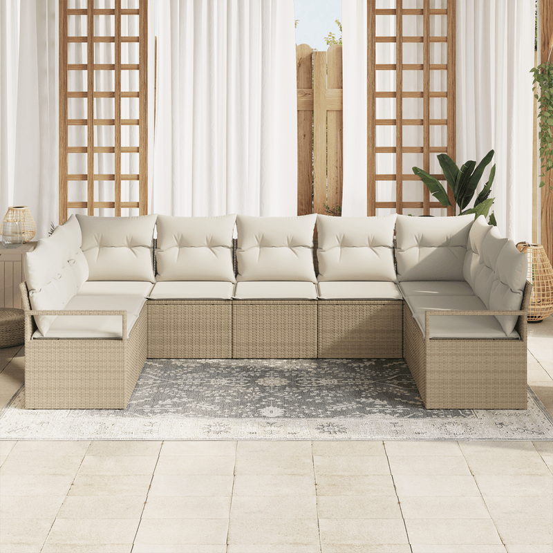 Casa si Gradina - Gradina si terasa - Mobilier exterior - Canapele si fotolii gradina - Set de Canapea de Gradina  cu Pernite Bej Poli Ratan - Infinity.ro