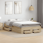 Casa si Gradina - Mobilier - Paturi si accesorii - Paturi - Cadru de pat cu sertare Stejar deschis 120x190 cm Lemn compozit - Infinity.ro
