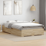 Casa si Gradina - Mobilier - Paturi si accesorii - Paturi - Cadru de pat cu sertare Stejar deschis 120x190 cm Lemn compozit - Infinity.ro