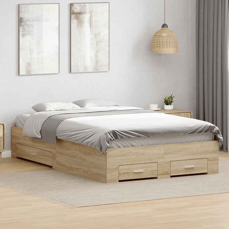 Casa si Gradina - Mobilier - Paturi si accesorii - Paturi - Cadru de pat cu sertare Stejar deschis 120x190 cm Lemn compozit - Infinity.ro