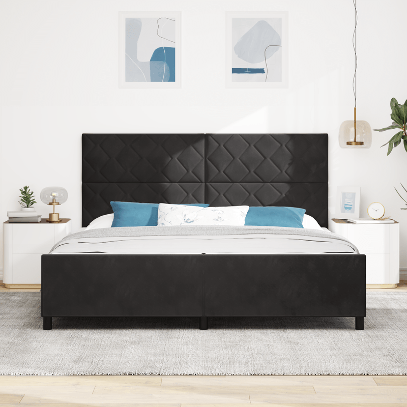 Casa si Gradina - Mobilier - Paturi si accesorii - Paturi - Cadru de pat, negru, 200x200 cm, catifea - Infinity.ro