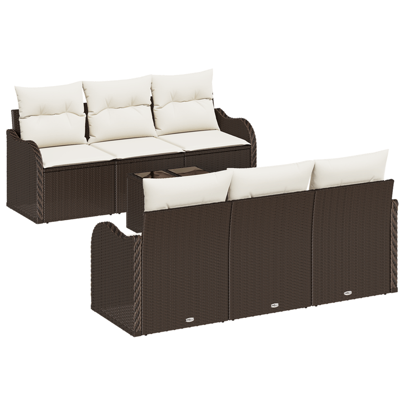 Casa si Gradina - Gradina si terasa - Mobilier exterior - Canapele si fotolii gradina - Set canapea de gradina din 7 piese cu perne maro poliratan - Infinity.ro
