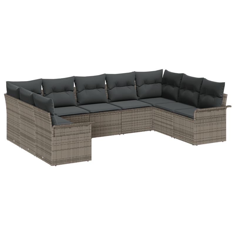 Casa si Gradina - Gradina si terasa - Mobilier exterior - Canapele si fotolii gradina - Set de canapea de gradina cu perne gri din poliratan - Infinity.ro