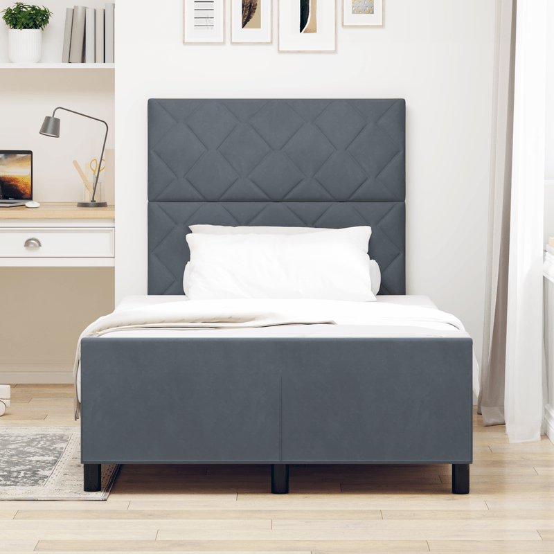 Casa si Gradina - Mobilier - Paturi si accesorii - Paturi - Cadru de pat, gri inchis, 120x190 cm, catifea - Infinity.ro