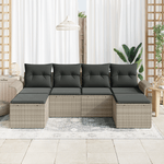 Casa si Gradina - Gradina si terasa - Mobilier exterior - Canapele si fotolii gradina - Set de Canapea din 6 Piese pentru Gradina cu Cushion Gri Deschis Poliratan - Infinity.ro