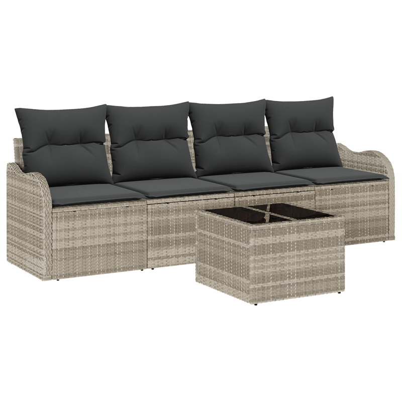 Casa si Gradina - Gradina si terasa - Mobilier exterior - Canapele si fotolii gradina - Set de canapea de gradina  cu perne gri deschis, ratan - Infinity.ro