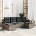 Casa si Gradina - Gradina si terasa - Mobilier exterior - Canapele si fotolii gradina - Set de Canapele de Gradina 6 Piese cu Perne Gri Poliratan - Infinity.ro