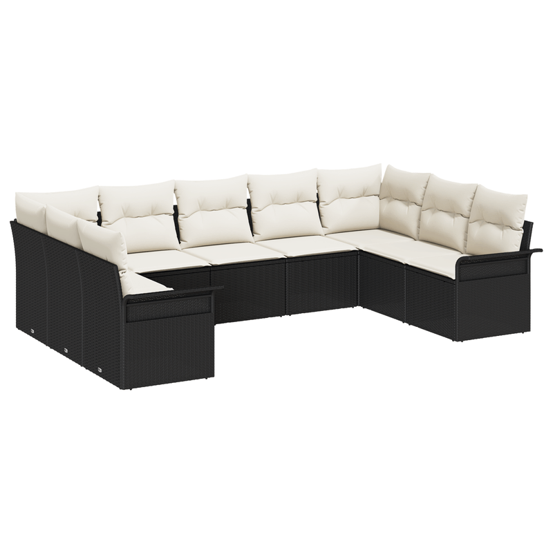 Casa si Gradina - Gradina si terasa - Mobilier exterior - Canapele si fotolii gradina - Set de Canapea de Gradina 9 Piese cu Perne Rachita Neagra - Infinity.ro