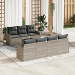 Casa si Gradina - Gradina si terasa - Mobilier exterior - Canapele si fotolii gradina - Set Canapea Gradina cu 8 Piese si Perne Gri Deschis Poliratan - Infinity.ro