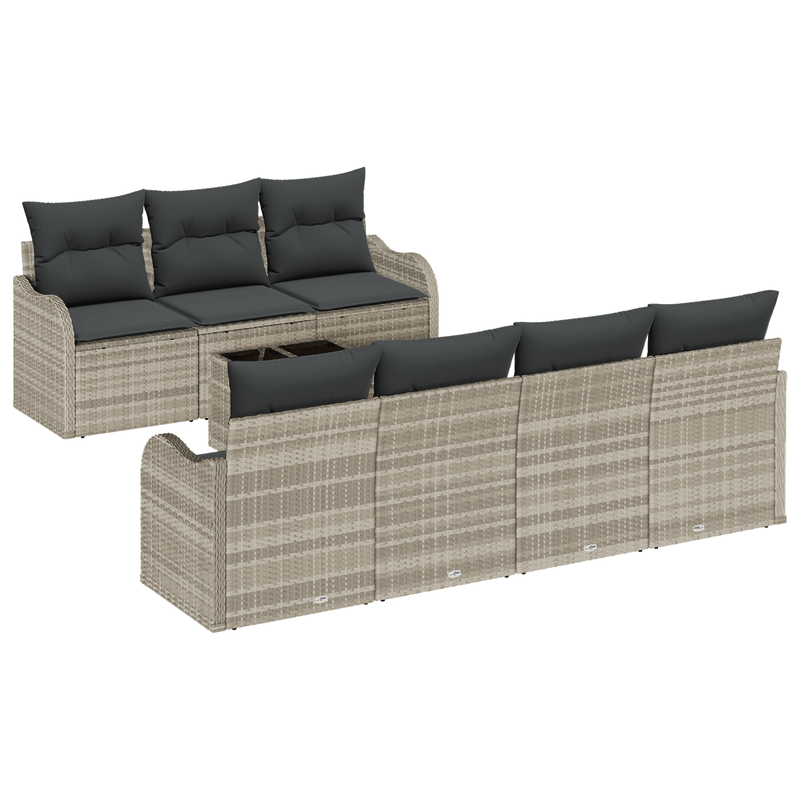 Casa si Gradina - Gradina si terasa - Mobilier exterior - Canapele si fotolii gradina - Set Canapea Gradina cu 8 Piese si Perne Gri Deschis Poliratan - Infinity.ro