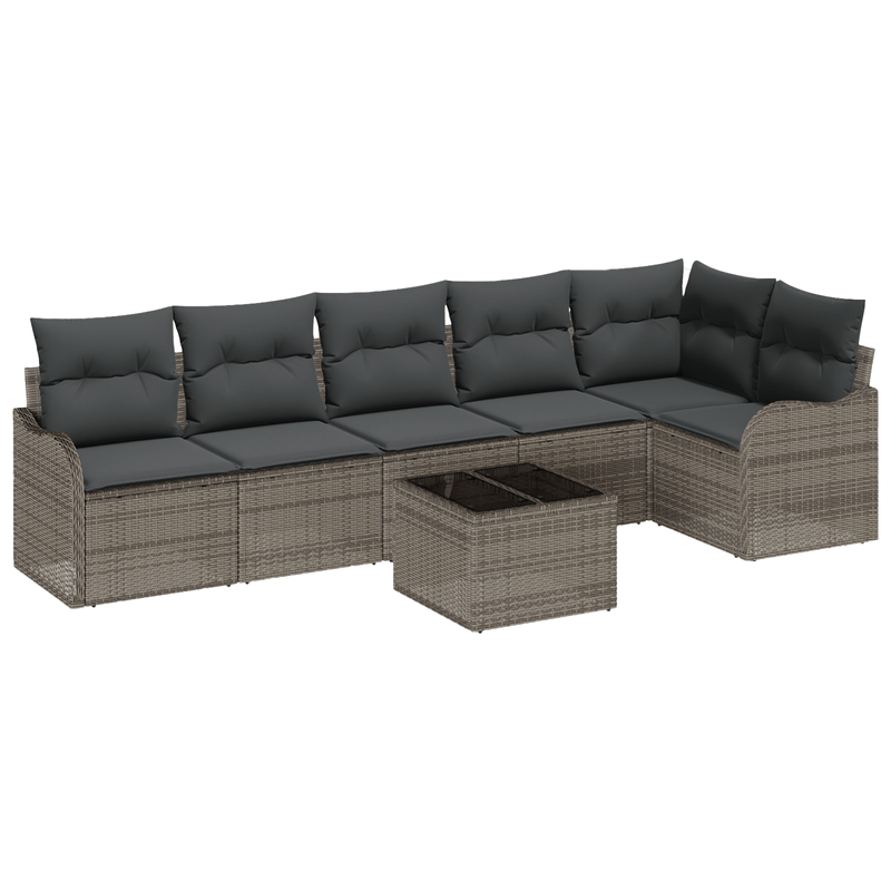 Casa si Gradina - Gradina si terasa - Mobilier exterior - Canapele si fotolii gradina - Set de 6 Piese de Canapea pentru Gradina cu Perne Ratan Poliratan Negru - Infinity.ro