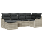 Casa si Gradina - Gradina si terasa - Mobilier exterior - Canapele si fotolii gradina - Set Canapea Gradina cu 6 Piese si Perne Gri Deschis din Poliratan - Infinity.ro