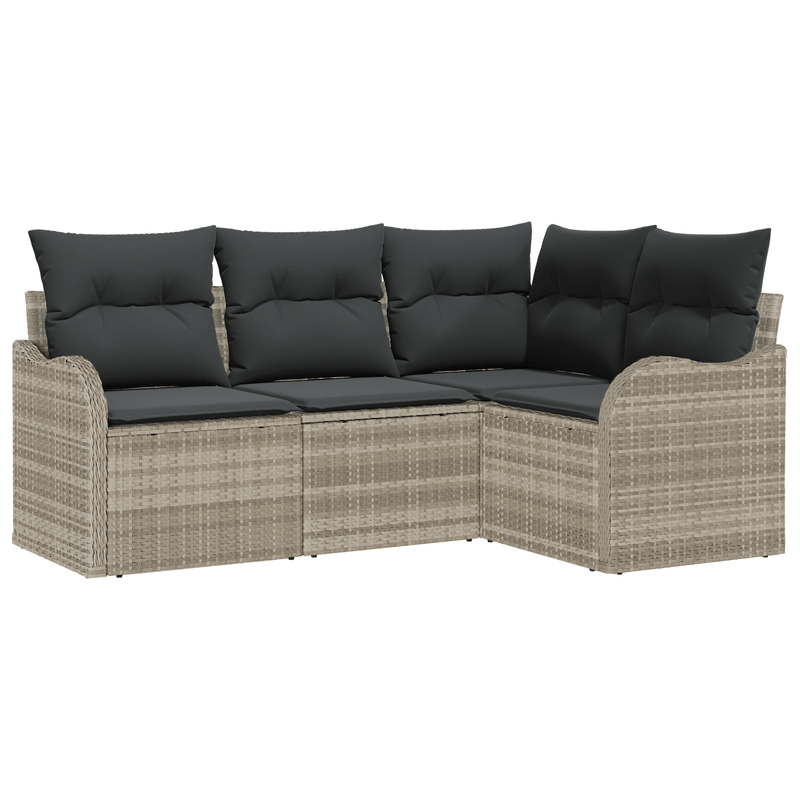 Casa si Gradina - Gradina si terasa - Mobilier exterior - Canapele si fotolii gradina - Set de canapea de gradina  4 piese cu perne Ratan poliester gri deschis - Infinity.ro