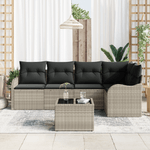 Casa si Gradina - Gradina si terasa - Mobilier exterior - Canapele si fotolii gradina - Set Canapea Gradina  6 Piese cu Perne Gri Ratan Poli - Infinity.ro