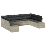 Casa si Gradina - Gradina si terasa - Mobilier exterior - Canapele si fotolii gradina - Set canapea gradina 9 piese cu perne gri deschis din ratan poli - Infinity.ro