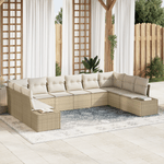 Casa si Gradina - Gradina si terasa - Mobilier exterior - Canapele si fotolii gradina - Set canapea de gradina cu 10 piese si perne Bej Ratan Poli - Infinity.ro