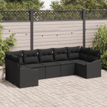 Casa si Gradina - Gradina si terasa - Mobilier exterior - Canapele si fotolii gradina - Set canapea de gradina cu 7 piese si perne Negru Poliratan - Infinity.ro