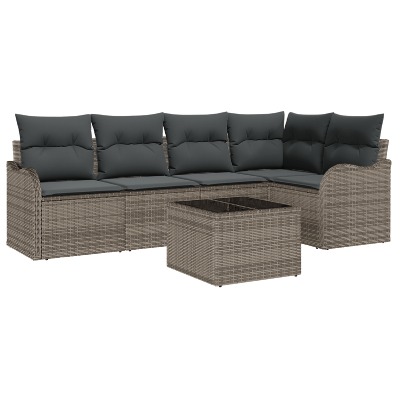 Casa si Gradina - Gradina si terasa - Mobilier exterior - Canapele si fotolii gradina - Set canapea gradina 5 piese cu perne ratan gri - Infinity.ro