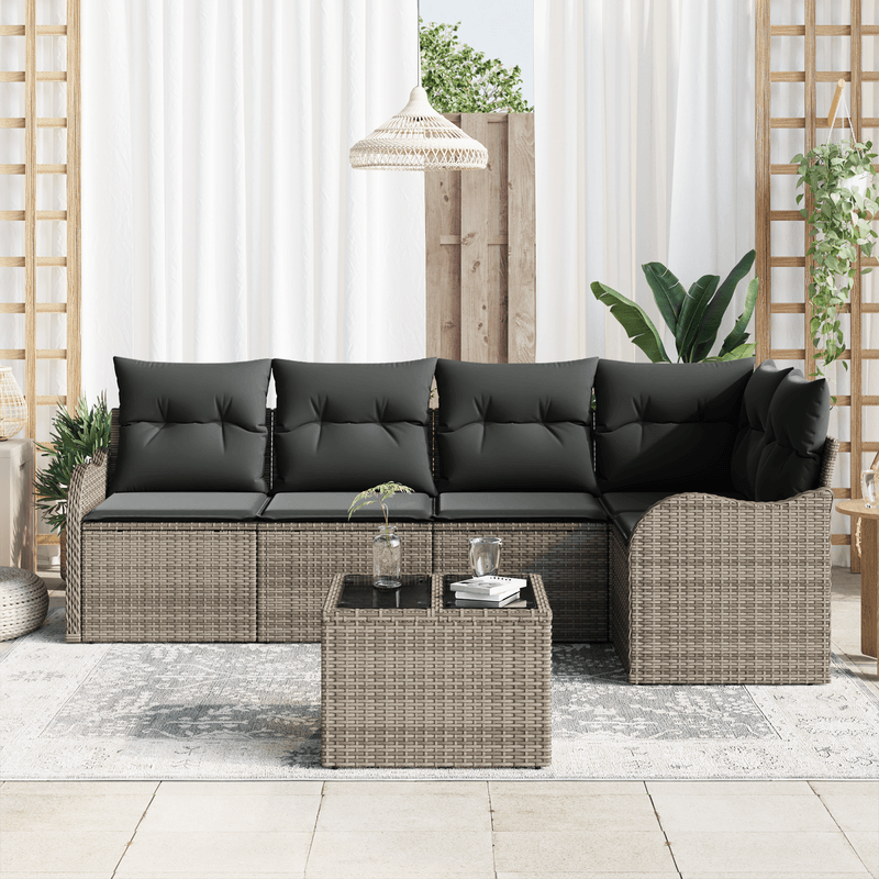Casa si Gradina - Gradina si terasa - Mobilier exterior - Canapele si fotolii gradina - Set canapea gradina 5 piese cu perne ratan gri - Infinity.ro