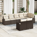 Casa si Gradina - Gradina si terasa - Mobilier exterior - Canapele si fotolii gradina - Set de Canapea de Gradina cu 8 Piese si Pernute din Poliratan Maro - Infinity.ro